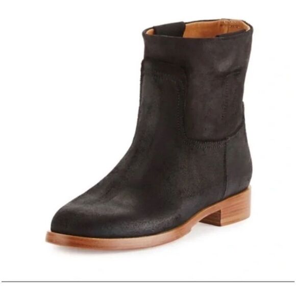 NWOB Rag & Bone Black Waxy Calf Suede Holly Ankle Boots SIze 38 - Picture 1 of 9